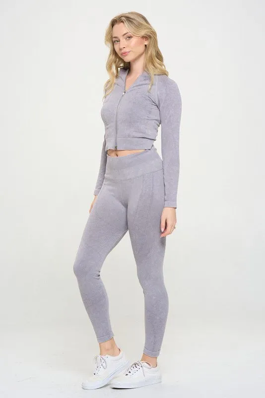 Ribbed Knit Tracksuit Two-Piece Set