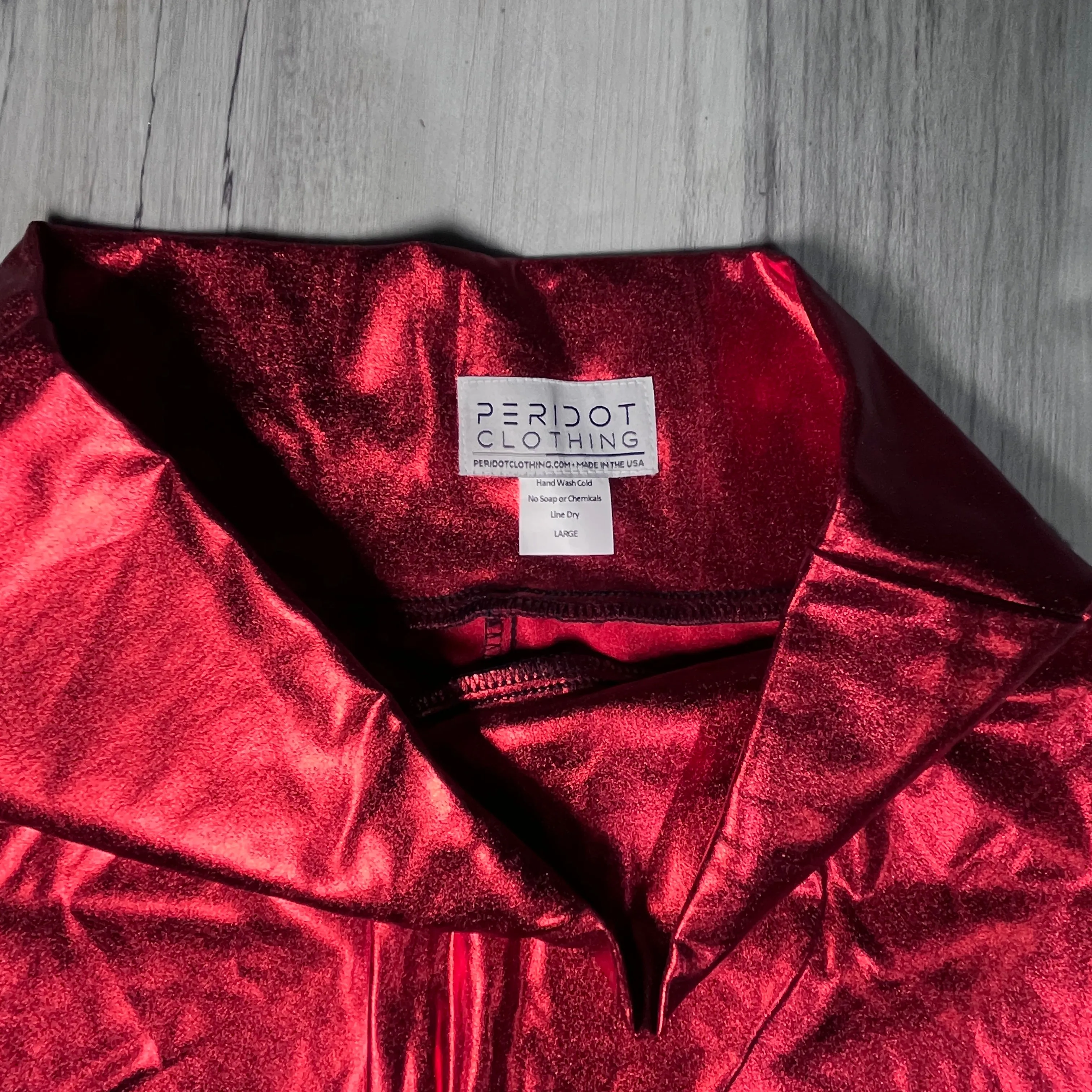 SALE - LARGE ONLY - Red Metallic High Waisted Leggings Pants