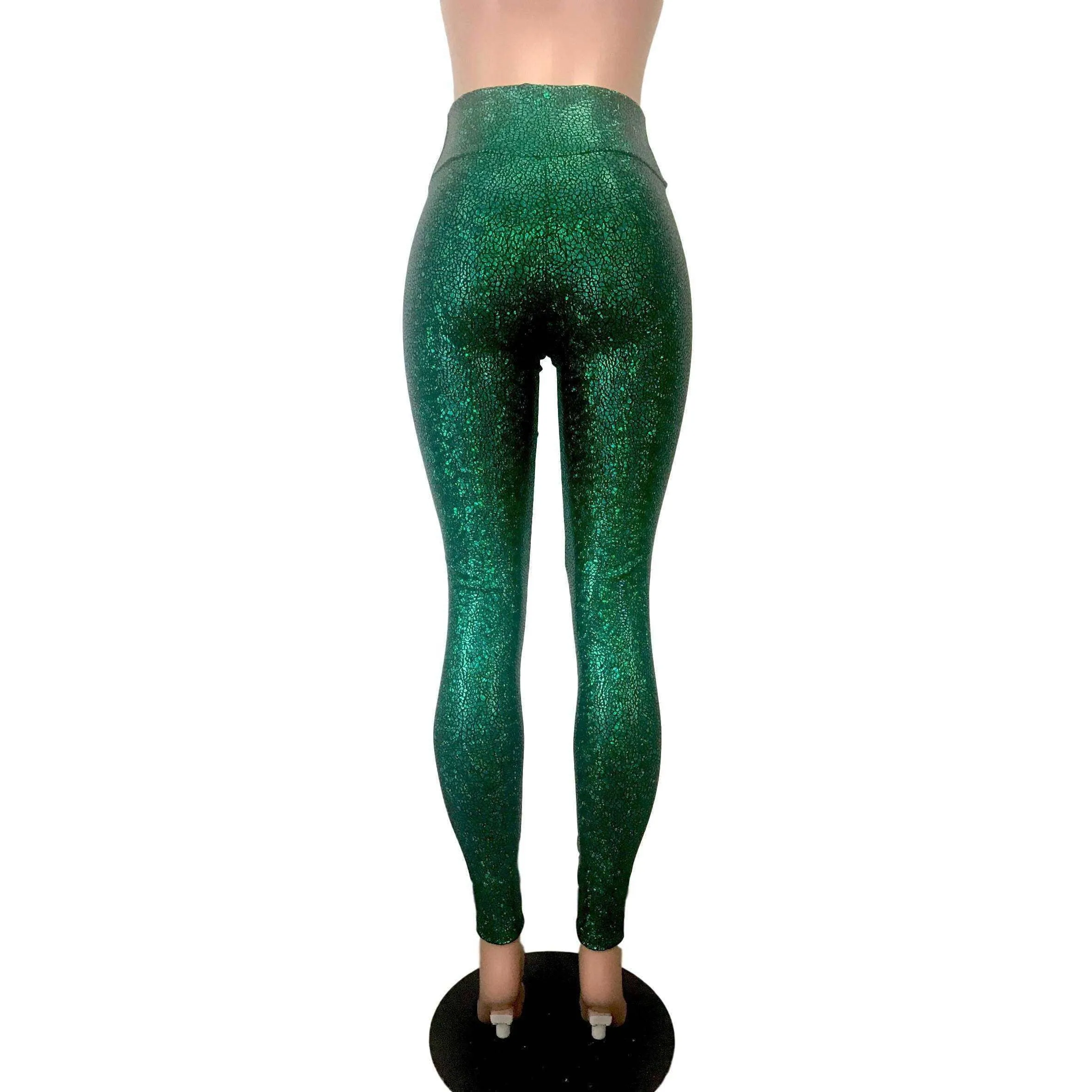 SALE - MEDIUM ONLY - Metallic Green Avatar High Waisted Leggings Pants