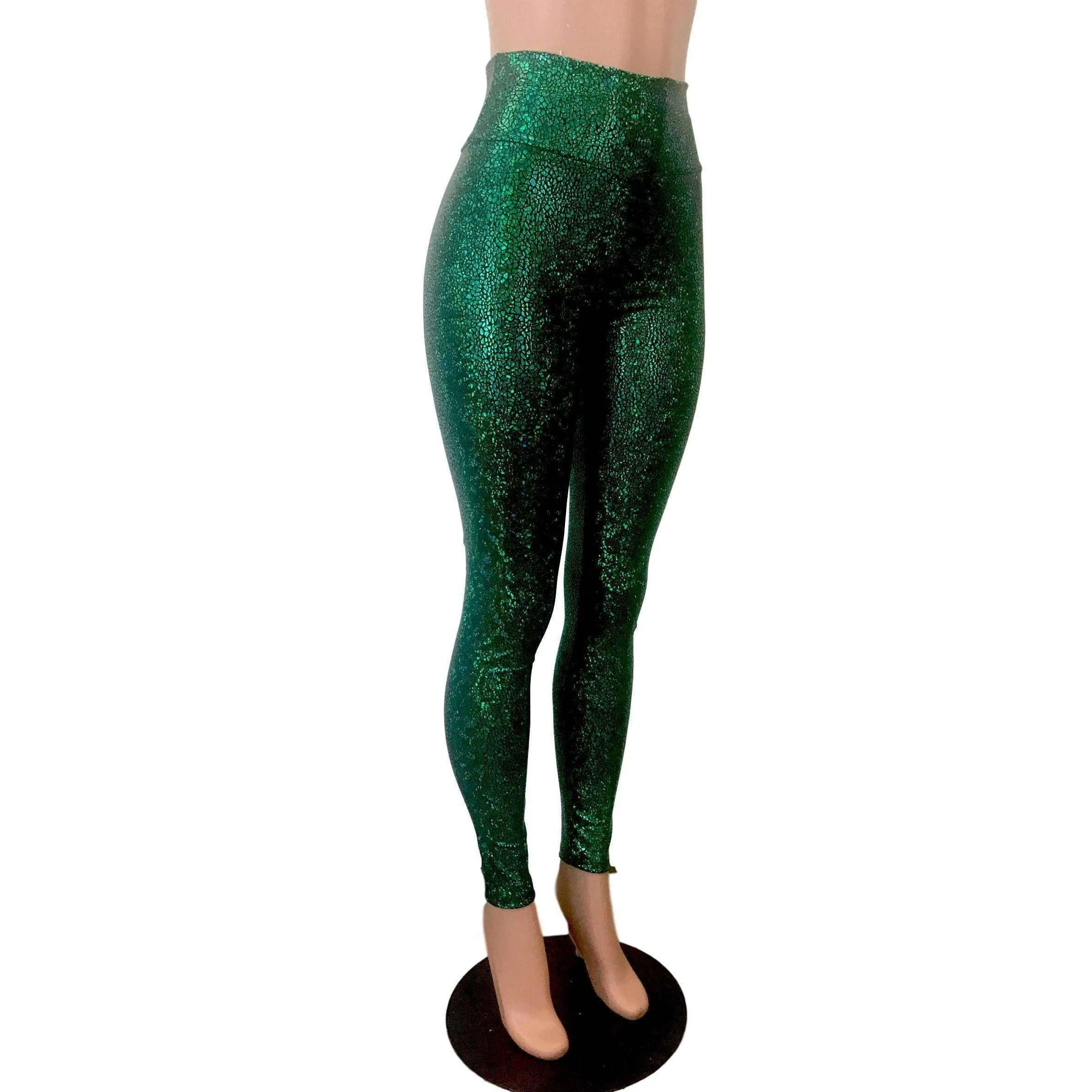 SALE - MEDIUM ONLY - Metallic Green Avatar High Waisted Leggings Pants