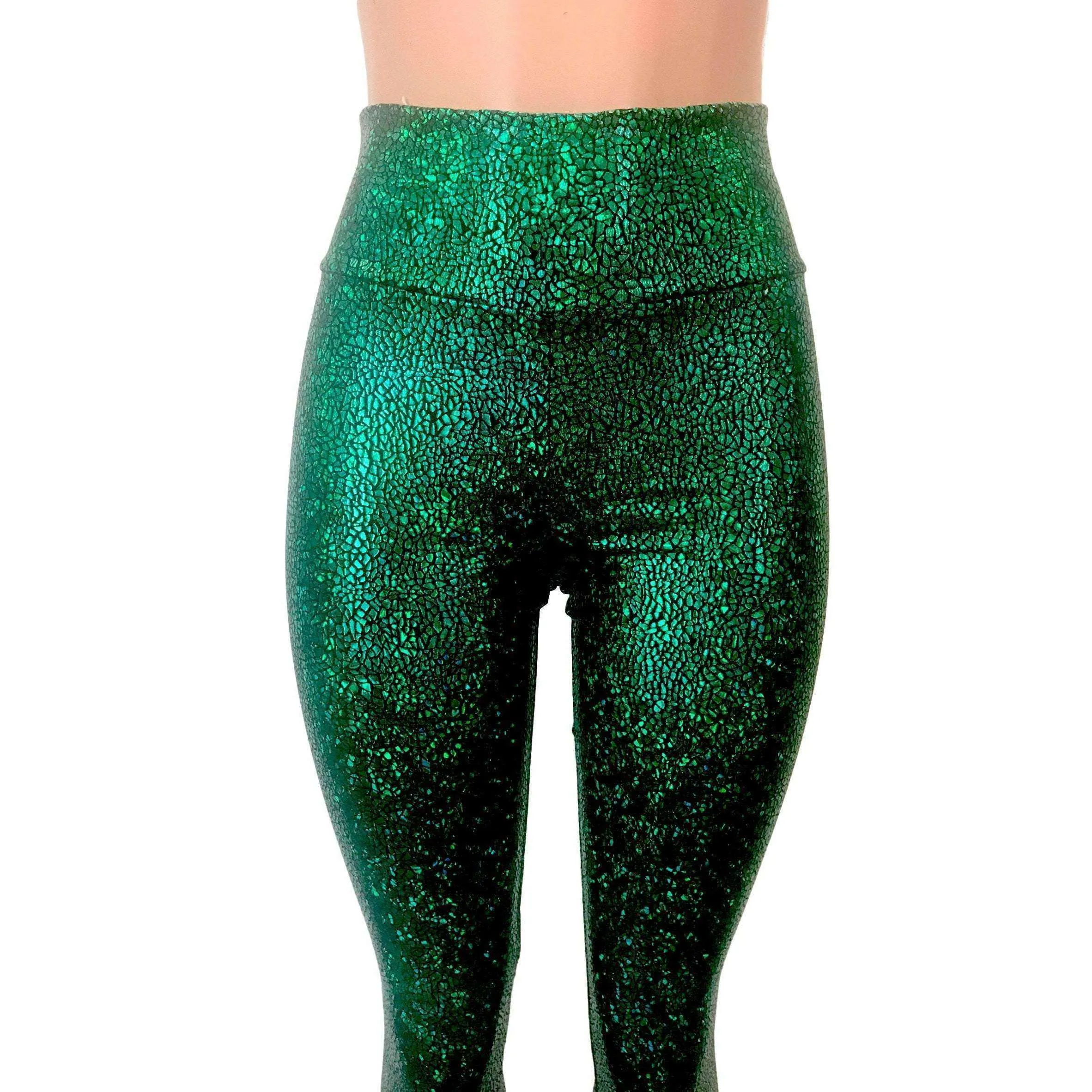 SALE - MEDIUM ONLY - Metallic Green Avatar High Waisted Leggings Pants