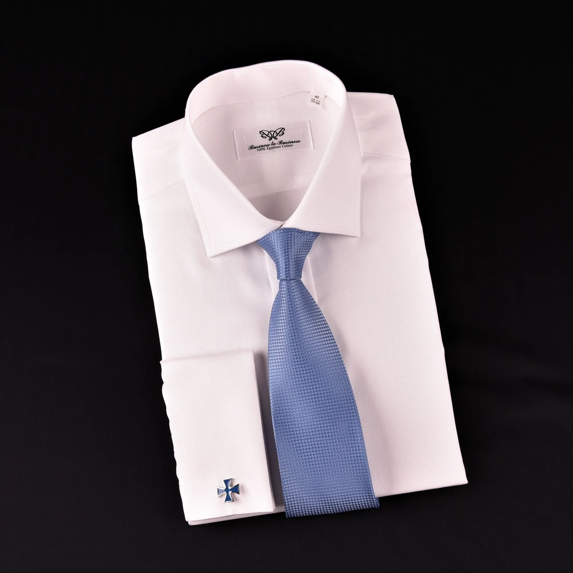 Solid White Royal Oxford Formal Dress Shirt Men's Professional Business Work Top in French Cuffs and Spread Collar