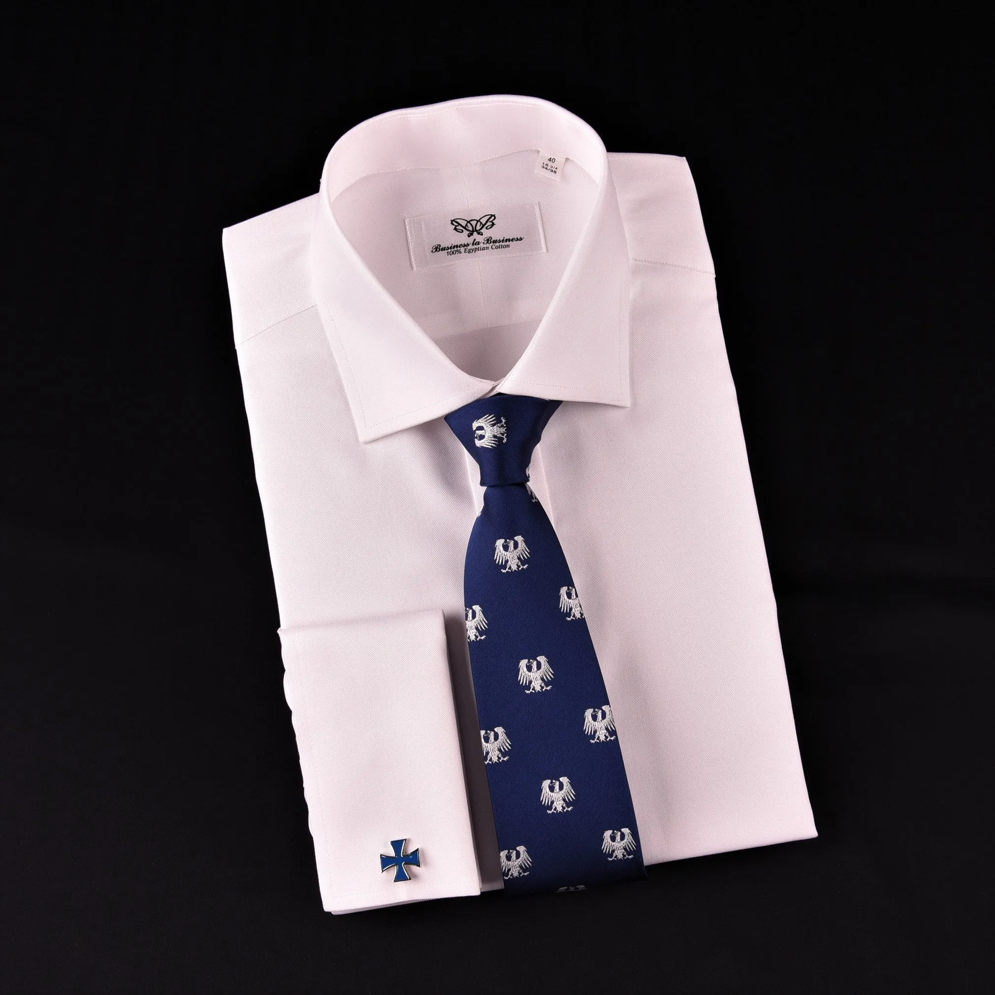 Solid White Royal Oxford Formal Dress Shirt Men's Professional Business Work Top in French Cuffs and Spread Collar