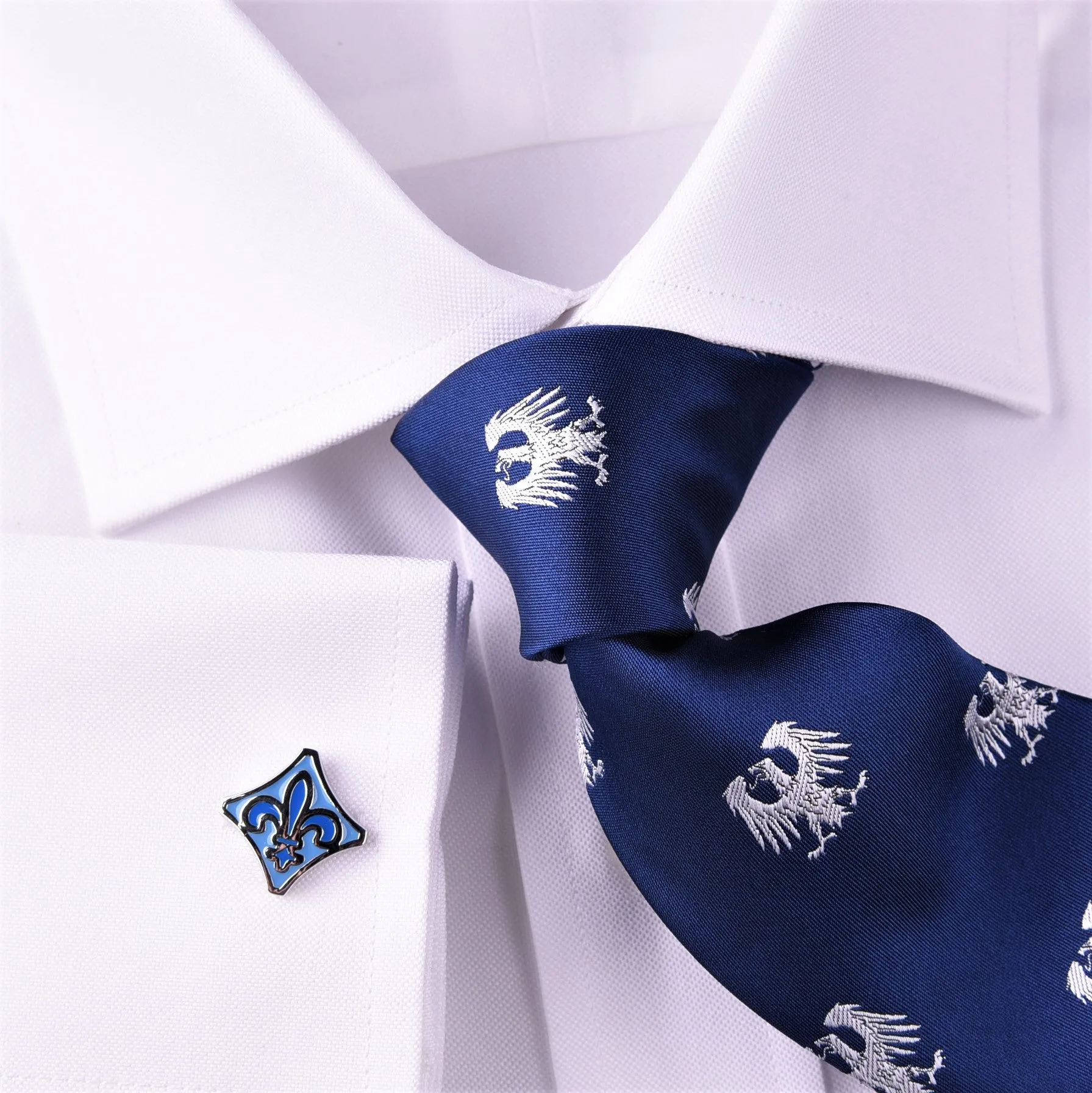 Solid White Royal Oxford Formal Dress Shirt Men's Professional Business Work Top in French Cuffs and Spread Collar