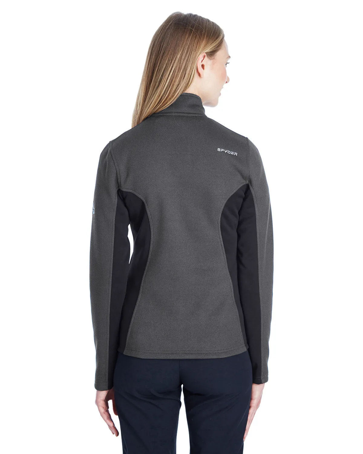 Spyder Ladies Constant Full Zip Sweaters, Fleece Polar/ Blk/ Wht