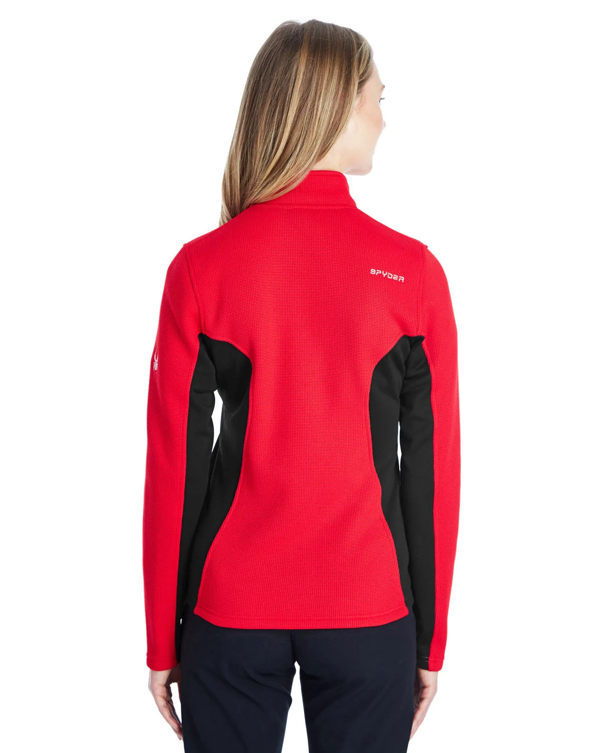 Spyder Ladies Constant Full Zip Sweaters, Fleece Red/ Black/ Wht