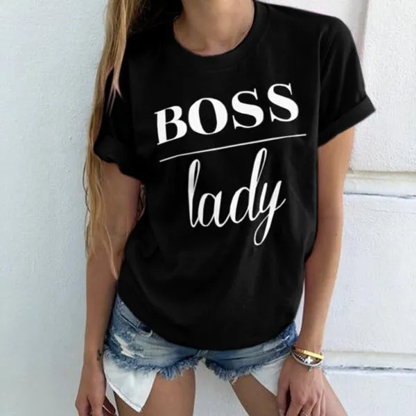 Summer Fashion Women Casual Letter Printed T-shirt Tops Lady Tee Printed Short Sleeve Tops