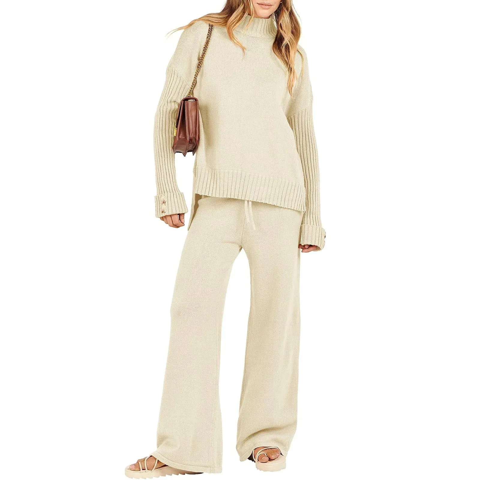 Two Piece Fall Outfits Mock Neck Pullover Tops And Pants Set Loungewear Casual Women’s Dress