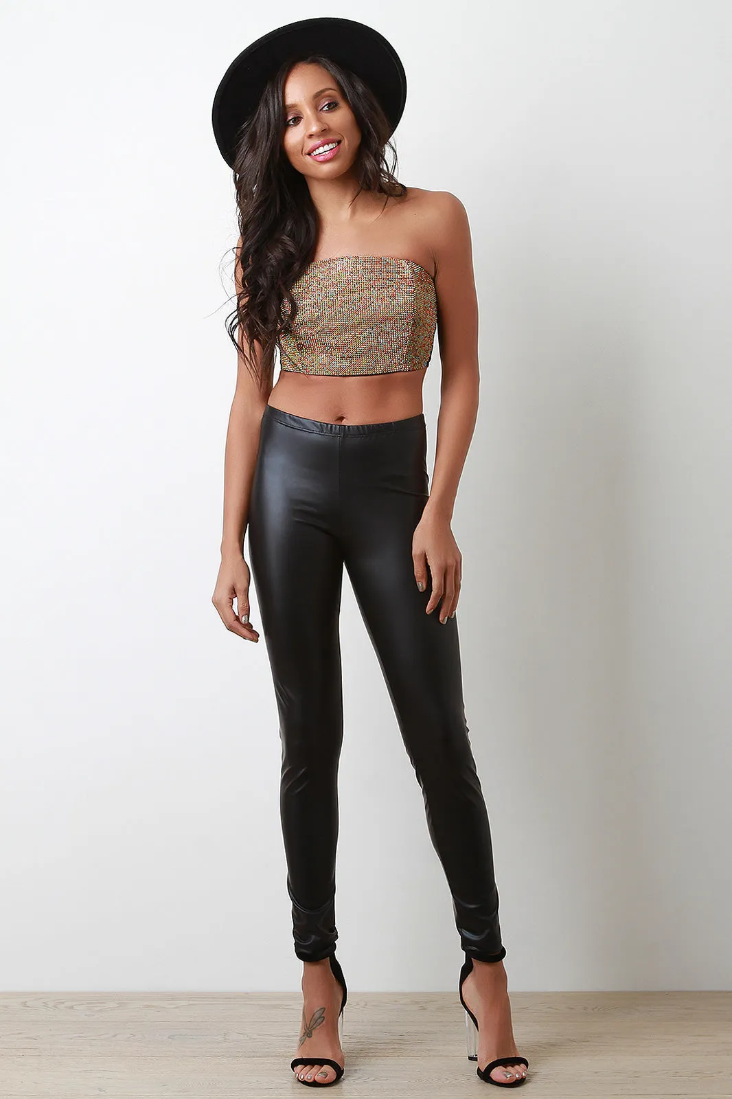 Vegan Leather Tight Leggings