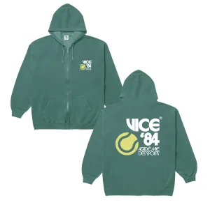 Vice 84 *10 Years Of* 'Tennis' Zip Up Vintage Washed Hoodie - Green