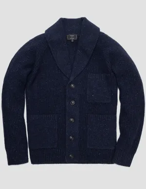 Winslow Donegal Shawl Cardigan in Navy